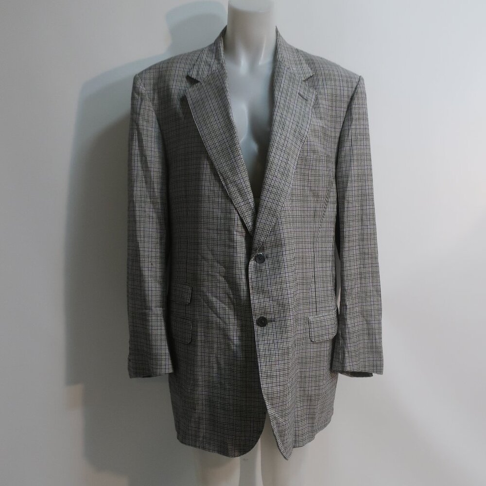 Mens Astor & Black Gray, Black, White Plaid 2 Button Blazer 54L